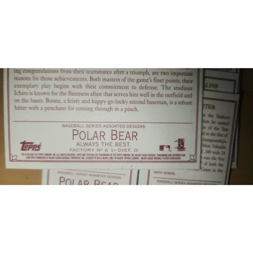 Lot of 50 Topps Polar Bear Triple Fold Baseball Cards 2003
